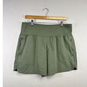 Avalanche Women Olive Green Athletic Shorts Elastic Waist Zip Pockets XL